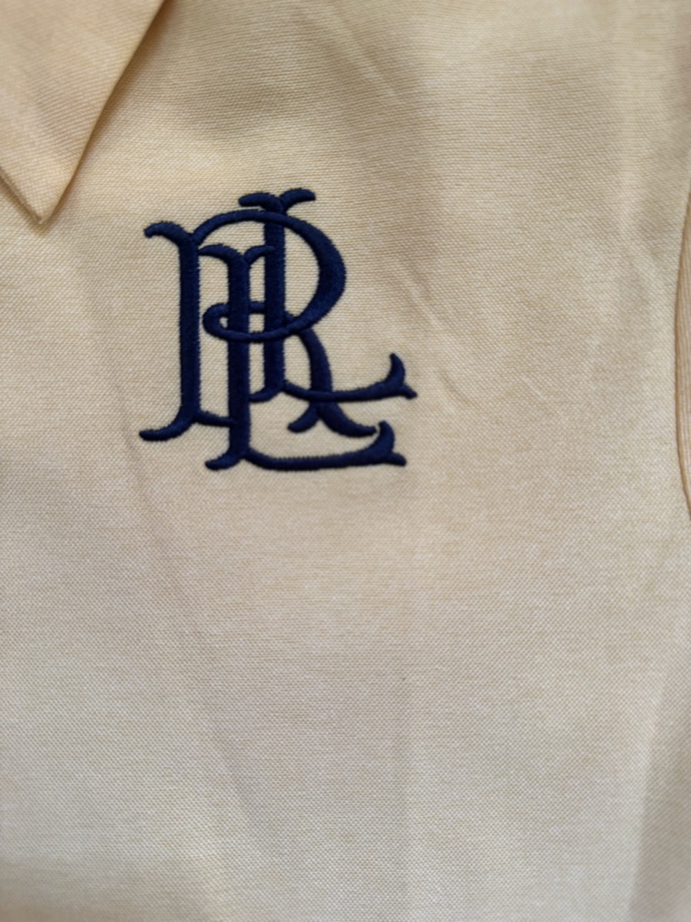 Polo by Ralph Lauren Pale Yellow Collared Shirt with Navy Logo - Picture 4 of 5
